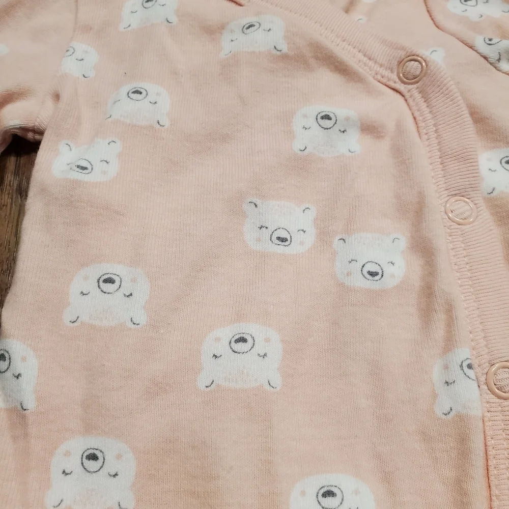 Carters Baby Cotton Matching Set Pink Gray Bear Bodysuit Polka Dot Leggings Hat
